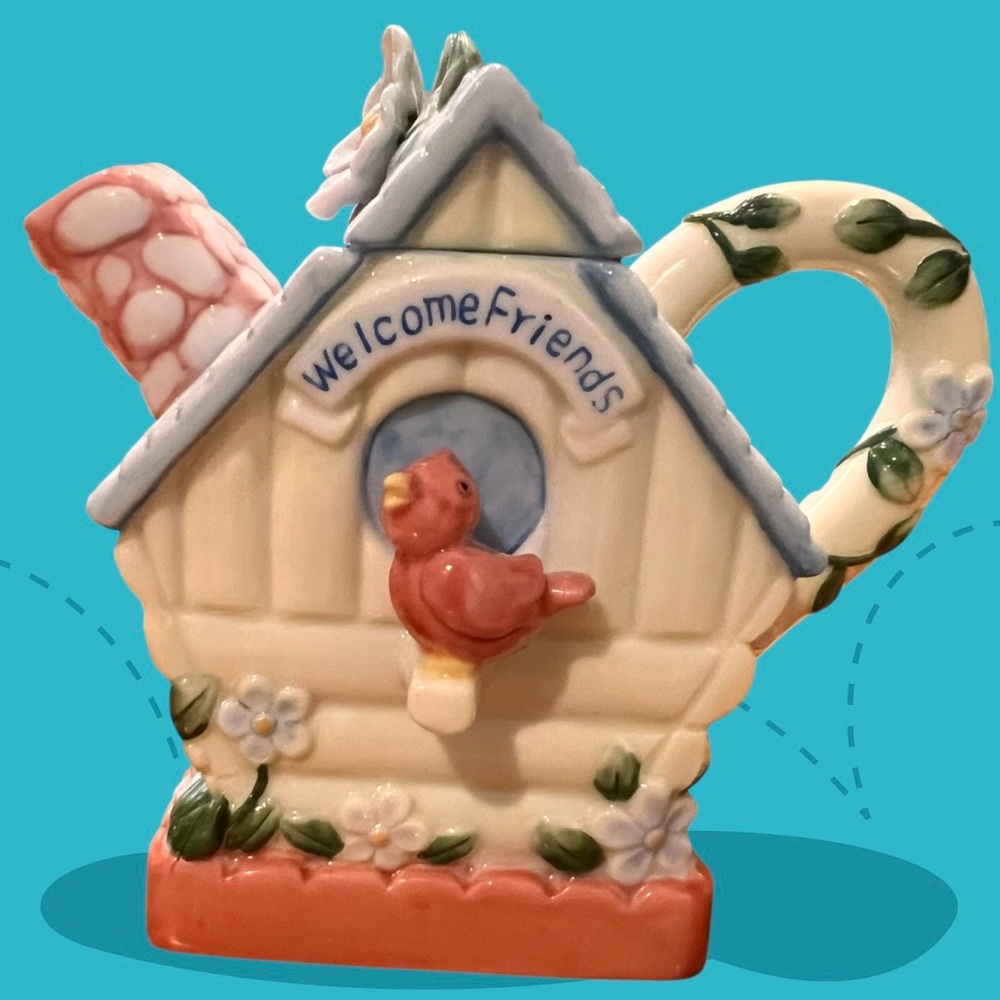 Vintage 1970's Westland Teapot, a Miniature Cottage Birdhouse.